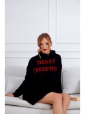 Long Christmas sweater with turtleneck, black 2353 - Online store - Boutique